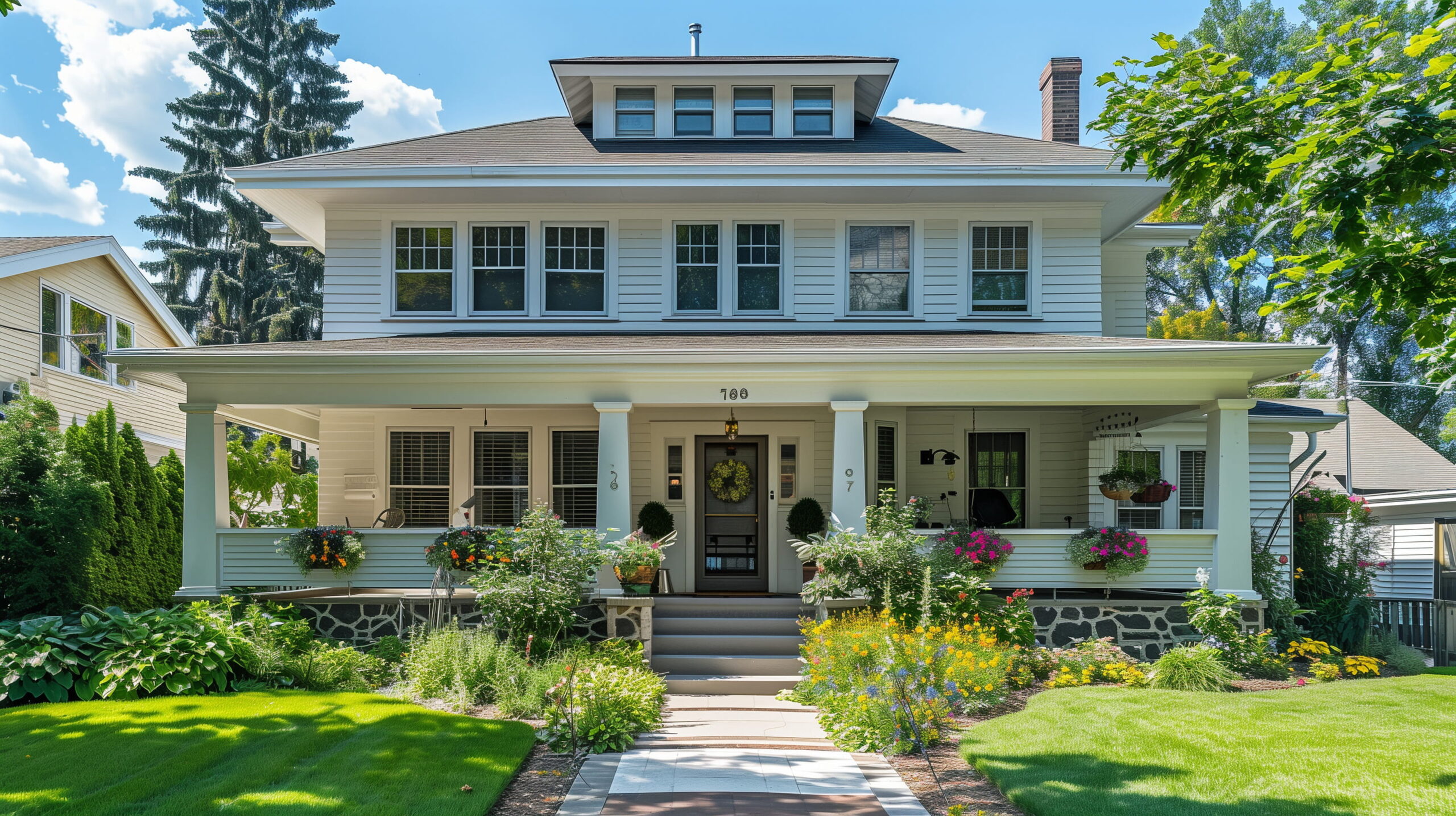 American Foursquare home that reflects many of the Prairie style homes seen throughout Iowa City