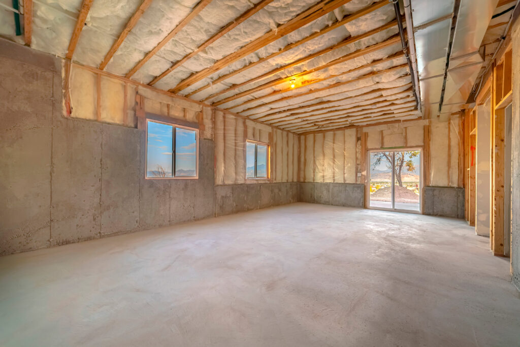 Interior of home construction in a home's lower level