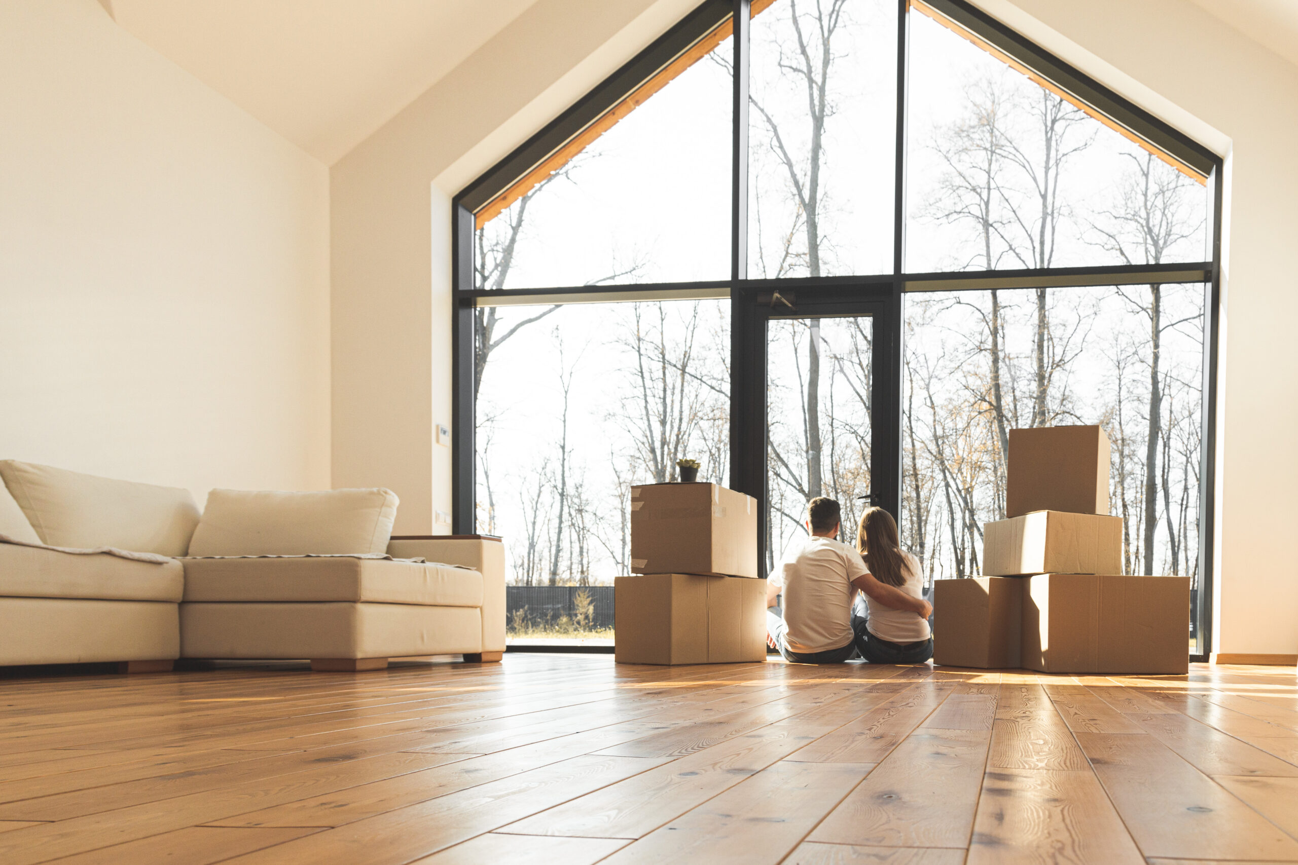 Young couple moves into a new home
