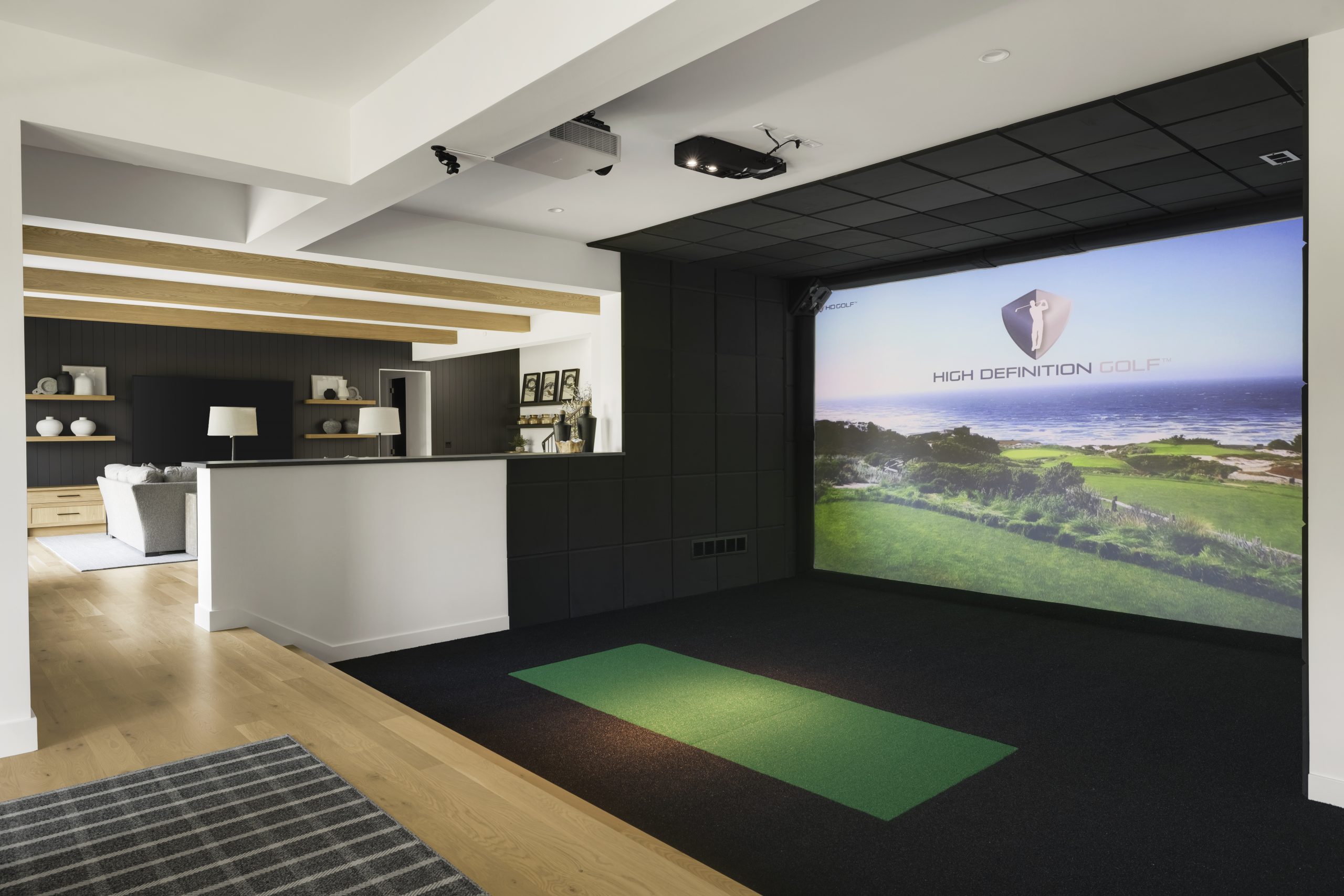 Golf simulator in new construction home