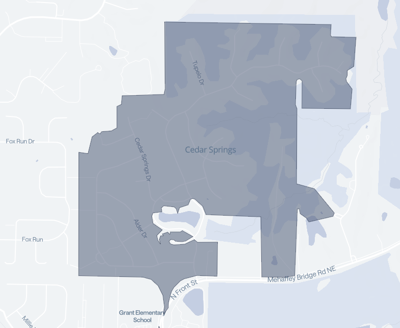 Map of the Cedar Springs neighborhood in North Liberty, Iowa