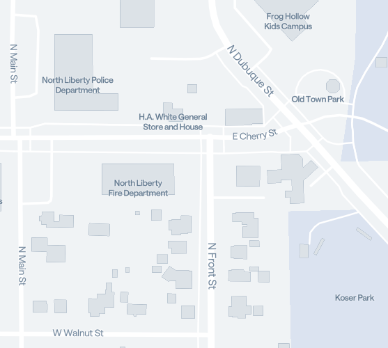 Map of the Old Town neighborhood in North Liberty, Iowa