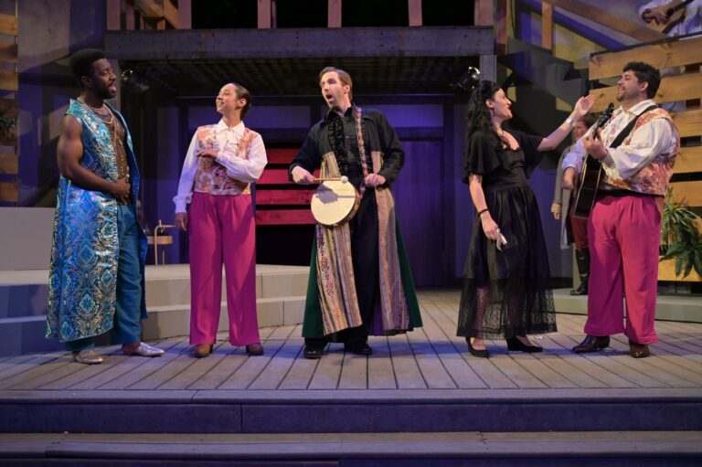 Performers on stage during a performance of A Midsummer Night's Dream at the Riverside Shakespeare Festival in Iowa City, Iowa