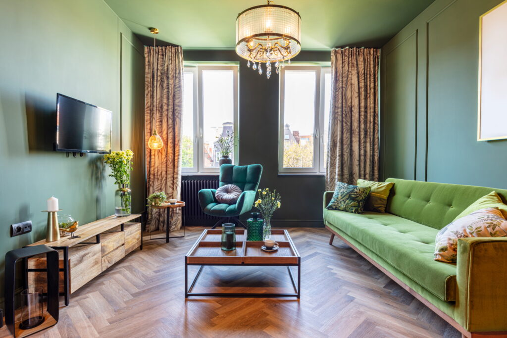 Interior design of small elegant apartment home staging