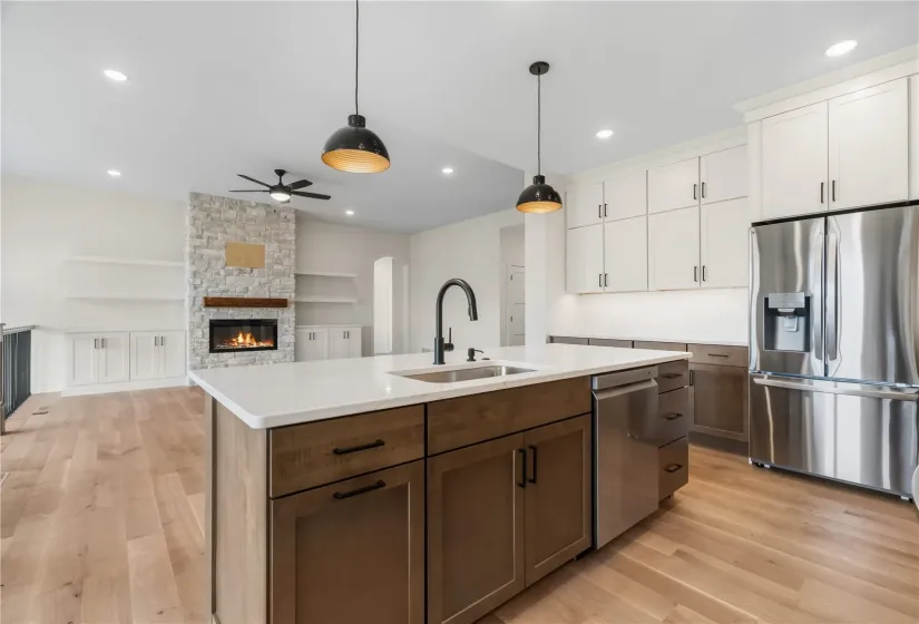 Gorgeous open concept kitchen and living area!